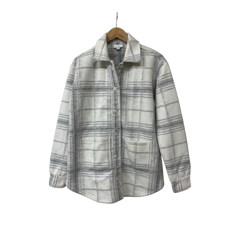 J Jill White Grey Plaid Shacket Jacket Shirt XS